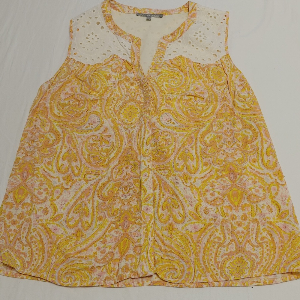 EUC Daniel Rainn x Stitch Fix Eyelet Paisley Top M
